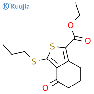 Benzo[c]thiophene-1-carboxylicacid, 4,5,6,7-tetrahydro-4-oxo-3-(propylthio)-, ethyl ester structure