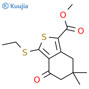 Methyl 3-(ethylthio)-6,6-dimethyl-4-oxo-4,5,6,7-tetrahydrobenzocthiophene-1-carboxylate structure