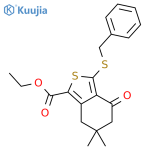 Ethyl 3-(Benzylthio)-6,6-dimethyl-4-oxo-4,5,6,7-tetrahydrobenzocthiophene-1-carboxylate structure