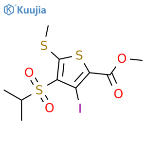 2-Thiophenecarboxylicacid, 3-iodo-4-[(1-methylethyl)sulfonyl]-5-(methylthio)-, methyl ester structure