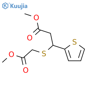 2-Thiophenepropanoicacid, b-[(2-methoxy-2-oxoethyl)thio]-, methyl ester structure