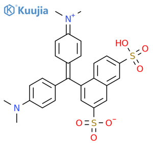 4-[(4-dimethylaminophenyl)-(4-dimethylazaniumylidene-1-cyclohexa-2,5-dienylidene)methyl]-7-sulfo-naphthalene-2-sulfonate structure