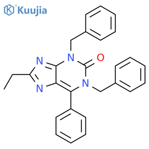 2H-Purin-2-one, 8-ethyl-1,3-dihydro-6-phenyl-1,3-bis(phenylmethyl)- structure