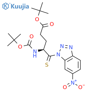 1H-Benzotriazole-1-butanoicacid, b-[[(1,1-dimethylethoxy)carbonyl]amino]-6-nitro-g-thioxo-, 1,1-dimethylethylester, (bS)- structure