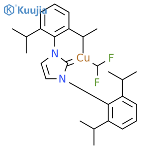 Copper, [1,3-bis[2,6-bis(1-methylethyl)phenyl]-1,3-dihydro-2H-imidazol-2-ylidene](difluoromethyl)- structure