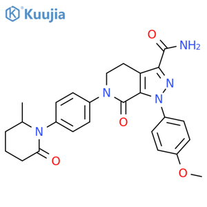 1-\u200b(4-\u200bMethoxyphenyl)\u200b-\u200b6-\u200b(4-\u200b(2-\u200bmethyl-\u200b6-\u200boxopiperidin-\u200b1-\u200byl)\u200bphenyl)\u200b-\u200b7-\u200boxo-\u200b4,\u200b5,\u200b6,\u200b7-\u200btetrahydro-\u200b1H-\u200bpyrazolo3,\u200b4-\u200bc\u200bpyridine-\u200b3-\u200bcarboxamide structure