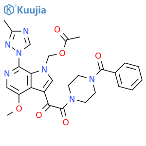 1,2-Ethanedione, 1-[1-[(acetyloxy)methyl]-4-methoxy-7-(3-methyl-1H-1,2,4-triazol-1-yl)-1H-pyrrolo[2,3-c]pyridin-3-yl]-2-(4-benzoyl-1-piperazinyl)- structure