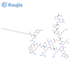 L-Prolinamide,N-(1-oxooctadecyl)-L-tyrosylglycyl-L-tyrosyl-L-arginyl-L-leucyl-L-arginyl-L-arginyl-L-lysyl-L-tryptophyl-L-a-glutamyl-L-a-glutamyl-L-lysyl-L-isoleucyl-L-prolyl-L-asparaginyl-(9CI) structure