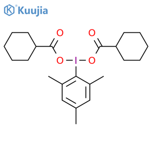 (cyclohexanecarbonyloxy)(2,4,6-trimethylphenyl)-lambda3-iodanyl cyclohexanecarboxylate structure