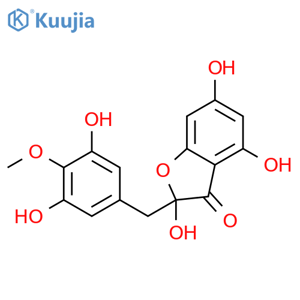 3(2H)-Benzofuranone,2-[(3,5-dihydroxy-4-methoxyphenyl)methyl]-2,4,6-trihydroxy-, (-)- structure