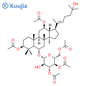 β-D-Glucopyranoside, (3β,6α,12β,20E)-3,12-bis(acetyloxy)-25-hydroxydammar-20(22)-en-6-yl, 3,4,6-triacetate structure