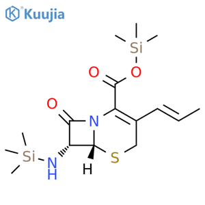 Trimethylsilyl (6R,7R)-8-oxo-3-(1E)-1-propen-1-yl-7-[(trimethylsilyl)amino]-5-thia-1-azabicyclo[4.2.0]oct-2-ene-2-carboxylate structure