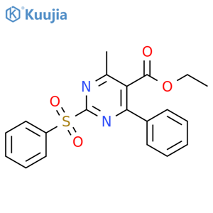 5-Pyrimidinecarboxylic acid, 4-methyl-6-phenyl-2-(phenylsulfonyl)-, ethyl ester structure