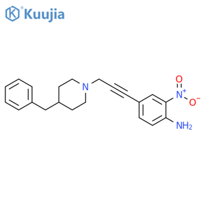 Benzenamine, 2-nitro-4-[3-[4-(phenylmethyl)-1-piperidinyl]-1-propynyl]- structure