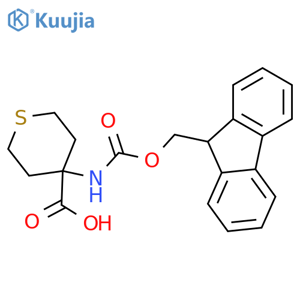 4-(9H-Fluoren-9-ylmethoxycarbonylamino)-tetrahydro-thiopyran-4-carboxylic acid structure