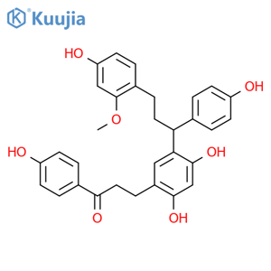 3-(2,4-Dihydroxy-5-(3-(4-hydroxy-2-methoxyphenyl)-1-(4-hydroxyphenyl)propyl)phenyl)-1-(4-hydroxyphenyl)propan-1-one structure