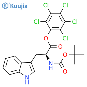 L-Tryptophan,N-[(1,1-dimethylethoxy)carbonyl]-, pentachlorophenyl ester (9CI) structure