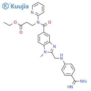 Ethyl 3-(2-(((4-carbamimidoylphenyl)amino)methyl)-1-methyl-N-(pyridin-2-yl)-1H-benzo[d]imidazole-5-carboxamido)propanoate structure