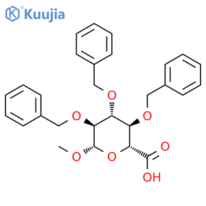 Methyl2,3,4-tris-O-(phenylmethyl)-b-D-glucopyranosiduronicacid structure