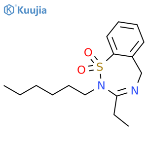 1,2,4-Benzothiadiazepine, 2,5-dihydro-3-ethyl-2-hexyl-, 1,1-dioxide structure