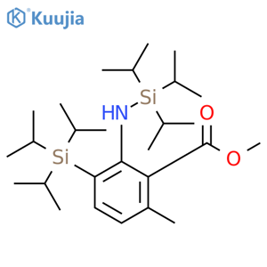 Benzoic acid, 6-methyl-3-[tris(1-methylethyl)silyl]-2-[[tris(1-methylethyl)silyl]amino]-, methyl ester structure