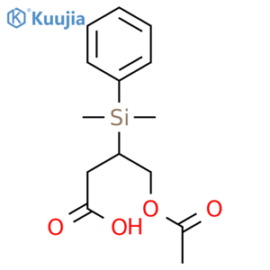 Butanoic acid, 4-(acetyloxy)-3-(dimethylphenylsilyl)- structure