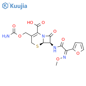 (6R,7R)-3-[(carbamoyloxy)methyl]-7-[(2Z)-2-(furan-2-yl)-2-(methoxyimino)acetamido]-8-oxo-5-thia-1-azabicyclo[4.2.0]oct-2-ene-2-carboxylic acid structure