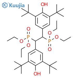 Phosphonic acid, [1,2-bis[3,5-bis(1,1-dimethylethyl)-4-hydroxyphenyl]-1,2-ethanediyl]bis-, tetraethyl ester structure