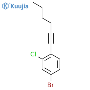 Benzene, 4-bromo-2-chloro-1-(1-hexynyl)- structure