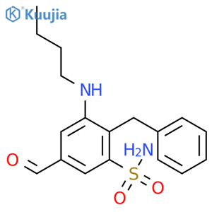 Benzenesulfonamide, 3-(butylamino)-5-formyl-2-(phenylmethyl)- structure