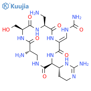 Cyclo[3-amino-L-alanyl-(2Z)-3-[(aminocarbonyl)amino]-2,3-didehydroalanyl-(2S)-2-[(4R)-2-amino-3,4,5,6-tetrahydro-4-pyrimidinyl]glycyl-(2S)-2-amino-b-alanyl-L-seryl] structure