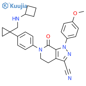 1H-Pyrazolo[3,4-c]pyridine-3-carbonitrile,6-[4-[1-[(cyclobutylamino)methyl]cyclopropyl]phenyl]-4,5,6,7-tetrahydro-1-(4-methoxyphenyl)-7-oxo- structure