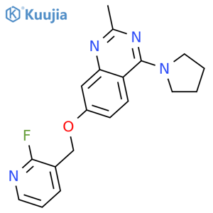 Quinazoline, 7-[(2-fluoro-3-pyridinyl)methoxy]-2-methyl-4-(1-pyrrolidinyl)- structure