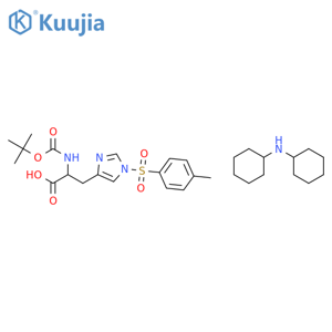 Dicyclohexylamine (S)-2-((tert-butoxycarbonyl)-amino)-3-(1-tosyl-1H-imidazol-4-yl)propanoate structure