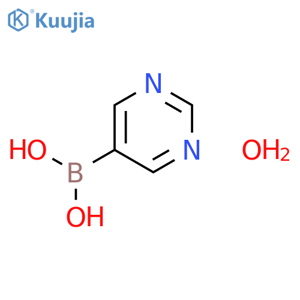 Pyrimidin-5-ylboronic acid hydrate structure