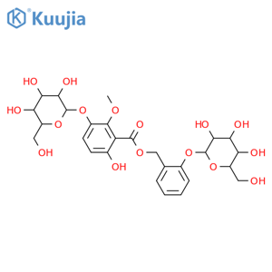 b-D-Glucopyranoside, 2-[[[3-(b-D-glucopyranosyloxy)-6-hydroxy-2-methoxybenzoyl]oxy]methyl]phenyl structure