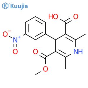 5-methoxycarbonyl-2,6-dimethyl-4-(3-nitrophenyl)-1,4-dihydropyridine-3-carboxylic acid structure