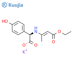 potassium:(2R)-2-[[(E)-4-ethoxy-4-oxobut-2-en-2-yl]amino]-2-(4-hydroxyphenyl)acetate structure