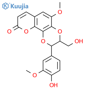 (2R,3R)-2-(4-hydroxy-3-methoxyphenyl)-3-(hydroxymethyl)-5-methoxy-2,3-dihydro-9H-[1,4]dioxino[2,3-h]chromen-9-one structure