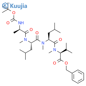 L-Valine, N-[(1,1-dimethylethoxy)carbonyl]-D-alanyl-N-methyl-L-leucyl-N-methyl-L-leucyl-N-methyl-, phenylmethyl ester structure