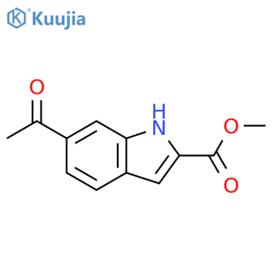 1H-Indole-2-carboxylic acid, 6-acetyl-, methyl ester structure