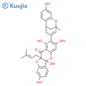 1,3,5a,8-tetrahydroxy-2-(9-hydroxy-2-methyl-5,6-dihydro-2H-2,6-methano-1-benzoxocin-4-yl)-10a-(3-methylbut-2-en-1-yl)-5a,10a-dihydro-11H-[1]benzofuro[3,2-b]chromen-11-one structure