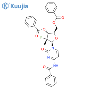 [(2R,3R,4R,5R)-5-(4-benzamido-2-oxo-1,2-dihydropyrimidin-1-yl)-3-(benzoyloxy)-4-fluoro-4-methyloxolan-2-yl]methyl benzoate structure