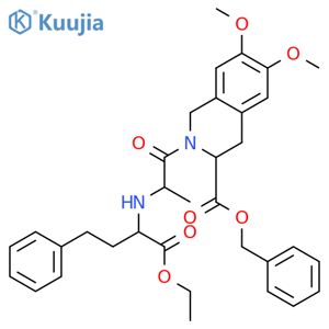 (S)-2-(S)-2-((S)-1-Ethoxycarbonyl-3-phenylpropylamino)propionyl-6,7-dimethoxy-1,2,3,4-tetrahydroisoquinoline-3-carboxylicacid benzylester structure