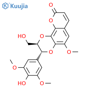 9H-Pyrano[2,3-f]-1,4-benzodioxin-9-one,2,3- dihydro-3-(4-hydroxy-3,5-dimethoxyphenyl)- 2-(hydroxymethyl)-5-methoxy-,(2R,3R)-rel- structure