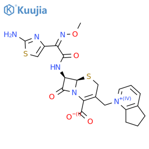 1-{(6R,7R)-7-(2Z)-2-(2-amino-1,3-thiazol-4-yl)-2-(methoxyimino)acetamido-2-carboxylato-8-oxo-5-thia-1-azabicyclo4.2.0oct-2-en-3-ylmethyl}-5H,6H,7H-cyclopentabpyridin-1-ium structure