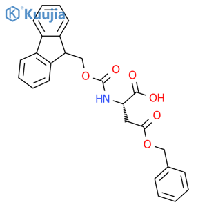 (2S)-4-(benzyloxy)-2-{[(9H-fluoren-9-ylmethoxy)carbonyl]amino}-4-oxobutanoic acid structure