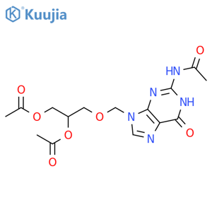 Acetamide, N-[9-[[2,3-bis(acetyloxy)propoxy]methyl]-6,9-dihydro-6-oxo-1H-purin-2-yl]- structure