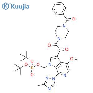 Phosphoric acid, [3-[(4-benzoyl-1-piperazinyl)oxoacetyl]-4-methoxy-7-(3-methyl-1H-1,2,4-triazol-1-yl)-1H-pyrrolo[2,3-c]pyridin-1-yl]methyl bis(1,1-dimethylethyl) ester (9CI) structure