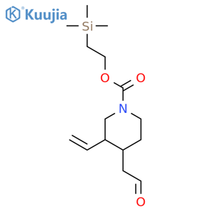 1-Piperidinecarboxylic acid, 3-ethenyl-4-(2-oxoethyl)-, 2-(trimethylsilyl)ethyl ester, (3R,4S)- structure